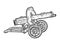 Maxim gun. Engraving vector illustration. Sketch scratch board imitation.