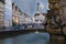 Maximilian Street and Hercules Fountain in Augsburg at night