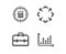 Maximize, Portfolio and Calculator target icons. Dot plot sign. Full screen, Business case, Audit. Vector