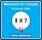 Maximum 7 people allowed in the shop or store at one time signage, sign for shops to protect from Coronavirus or Covid-19 vector