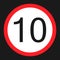 Maximum speed limit 10 flat icon