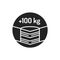 Maximum weight limit up to 100 kg black glyph icon. Weight-limited mattress. Pictogram for web page, mobile app, promo. UI UX GUI