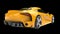 Maximum yellow striking modern sports car - back view
