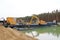 May 01 2022 - Oder-Havel Wasserstrasse, Brandenburg, Germany: construction work on the canal