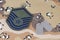 May 12, 2018. US AIR FORCE Master Sergeant rank patch and dog tags on Desert Battle Dress Uniform background