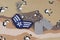 May 12, 2018. US AIR FORCE Senior Airman rank patch and dog tags on Desert Battle Dress Uniform background