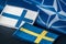 May 12. 2022. Flags of NATO, Finland and Sweden applying to join the ranks of the North Atlantic Alliance