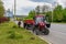 May 12, 2023 Balti, Moldova. Illustrative editorial. Landscapers removing grass