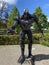 May 18, 2020. Buchansky park, the city of Bucha, Kiev region, Ukraine. Exhibition of metal statues, characters from famous science