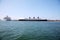 May 19 2021. Long Beach California: Queen Mary sits docked in the Long Beach California Harbor. Tourist and People can enjoy a day