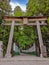 MAY 2019 - WAKAYAMA, JAPAN: Large torri at the entrance of the Kumano Hongu Taisha