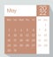 May 2022 calendar planner in pastel color, week starts on Monday