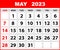 May 2023 Calendar Leaf. Calendar 2023 in flat style. May 2023 Calendar. Wall Desk Calendar Vector Template