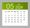 May 2024. Vector monthly calendar template 2024 year in simple style for template design