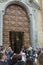 May 25, 2019, Marsala, Italy, Italian catholic wedding in church with many guests and salute from papers and rice