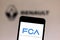 May 27, 2019, Brazil. In this photo illustration the Fiat Chrysler Automobiles logo is displayed on a smartphone