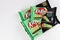 May 4, 2021. New York. Kit Kat Duos wafer coated with dark mint chocolate on white background