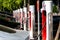 May 5, 2019 San Jose / CA / USA - Tesla vehicles plugged in at a charging station in south San Francisco bay area; Silicon Valley