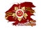 May 9 russian holiday victory red poster or banner layout design. Realistic 3D image of the Order of the Great Patriotic