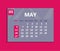 May calendar 2018. Week starts on Sunday. Business vector illustration template for one month 2018 years.