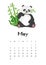 May calendar with panda template