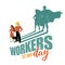 May first workers day superhero design