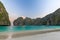 Maya Bay is snorkeling point famous tour lagoon in Phi Phi Islands, Krabi , Thailand