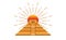 Maya pyramid icon with sacred sun. Temple of Kukulcan, El Castillo pyramid in Chichen Itza flat design, ancient Mayan sacred