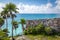 Maya wall ruins, Caribbean sea and Palm Trees - Tulum, Mexico