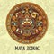 Maya zodiac, card with ethnic ornament