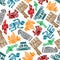 Mayan and aztec tribal totems seamless pattern