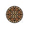 Mayan calendar, mexican ethnic ornament flat color line icon.