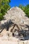 Mayan pyramid surrounded by jungle in Mexico