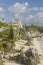 Mayan ruins of Ruinas de Tulum (Tulum Ruins) in Quintana Roo, Mexico. El Castillo is pictured in Mayan ruin in the Yucatan