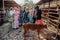 Mayapur, West Bengal, India - February 7, 2020. multinational group of teenage girls on a field trip to the Indian cow farm