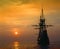 Mayflower II replica at sunset
