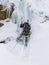 Maykop, Adygea Region, Russian Federation, 01. 30. 2022 : Rescuers climbers on training in the mountains in winter.