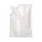 Mayo sauce in blank glossy white doypack bag with corner cap isolated on white . Front view of stand-up pouch