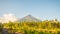 Mayon Volcano in Legazpi, Philippines. Mayon Volcano is an active volcano and rising 2462 meters from the shores of the