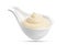 Mayonnaise sauce in bowl isolated on white background with clipping path