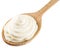 Mayonnaise swirl in the wooden spoon. File contains clipping pat