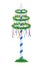 maypole with colorful ribbons isolated