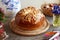 Mazanec, traditional Czech sweet Easter pastry, on a table