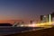 Mazatlan sinaloa beach at night with luminous city in the background