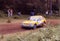 Mazda 323 driven by Keith Bramley at The Sutherland Dukeries Car Rally, Clumber Park, Nottingham, England, UK. June 1987.