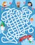 Maze activity for children. Game for kids. Draw each track that the skiers will take. Who will win the competition. Cute