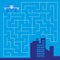 Maze with airplane - game for children - vector