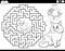 maze with cartoon cats animal characters coloring page