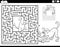 maze with cartoon dogs animal characters coloring page