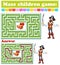 Maze child`s play: help the pirate through the maze and get the treasure. Cartoon colorful character. Preschool educational